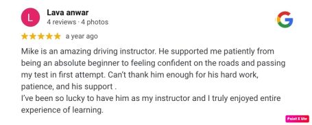 Google review from an AutoDrive pupil