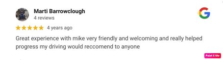 Google review from an AutoDrive pupil