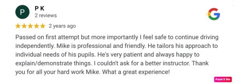 Google review from an AutoDrive pupil