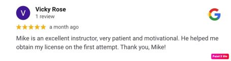 Google review from an AutoDrive pupil