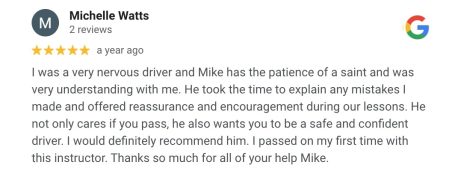 Google review from an AutoDrive pupil